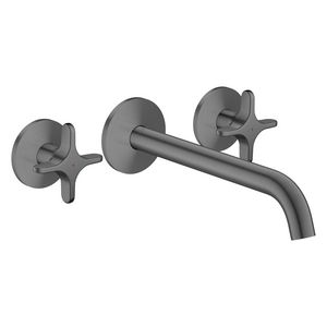 3-gats inbouw badkraan wandmontage+kruisgrepen AXOR One Brushed Black Chrome