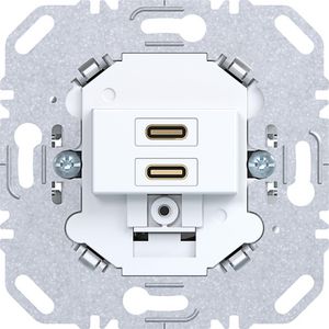 USB laadcontactdoos 2 x USB C (20W) lichtwit mat