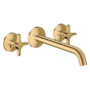 3-gats inbouw badkraan wandmontage+kruisgrepen AXOR One Polished Gold-Optic