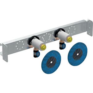 Muurplaat dubbel FLOWFIT pers 2x geluidisol beugel L=78mm 20x1/2"bn.dr. hoh 153mm
