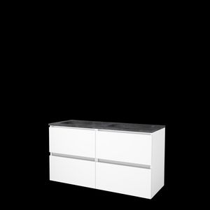 Set START-46 onderkast ice white 120cm (2x 60cm) greeploos 4x la hardstenen wastafel z/ kraangat (S46GL120H0IW)