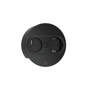 Twist 2 1x 230V RA + 1x USB A/C chrgr 2m RA rond zwartmat