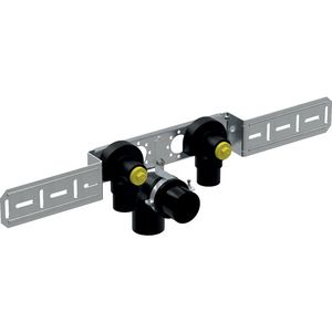 Muurplaat dubbel FLOWFIT pers 2x geluidisol met afvoer 20x1/2"bn.dr. hoh 153mm