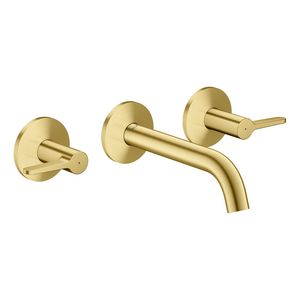 3-gats inbouw wastafelkraan wand 160mm greep recht AXOR One Brushed Brass