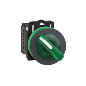 Illum.selector switch Flush mounted plastic green 30 2 pos