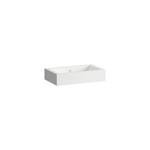 Wastafel vrijhangend 585x347mm geglazuurd staal zonder kraanplateau met overloop Laufen