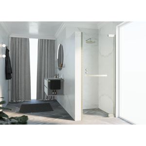 Douche draaideur N180 type 1B 100 bereik 985-1000x2000mm helder glas brushed inox