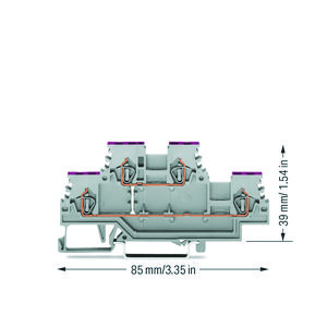2-etageklem 4-draads rijgklem L grijs 279-508 VVE=50
