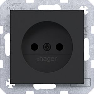 Wandcontactdoos ongeaard Safety Plus A.x/C.x zwart m