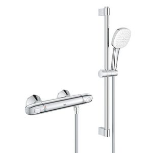 Comfortset Grohtherm 1000 douchethermostaat 150mm + glijstang 600mm chroom incl. s-koppelingen (prof)