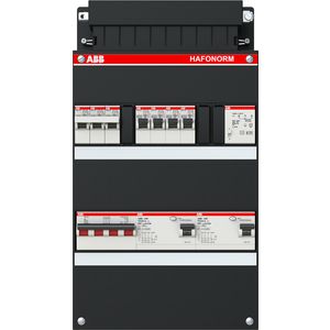 Groepenkast 4 groepen achter 2x 30mA + KT + HS 3-fase