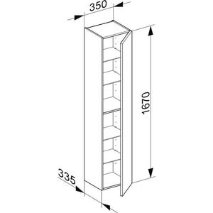 Hoge Kast 1 deur, scharnier rechts 34030110002