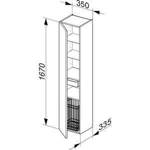 Hoge Kast met waskorf 1 deur, scharnier links 34031110001