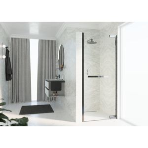 Douche draaideur N180 type 1B 100 bereik 985-1000x2000mm helder glas shiny black chrome