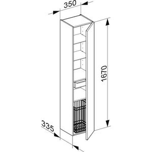Hoge Kast met waskorf 1 deur, scharnier rechts 34031110002