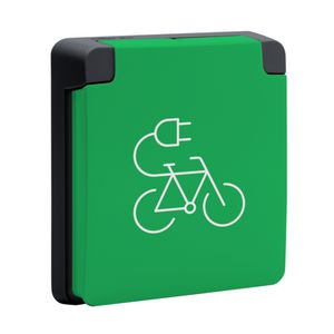 Spuitwaterdicht fietsoplaadpunt 16A/250Vac insteek zwart