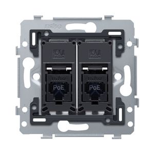 Mechanisme 2 RJ45-aansl.en UTP Cat. 6A PoE++ vlak