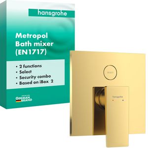 Metropol 1-hendel afbouwdeel inbouwbadmengkraan voor 2 functies geïnt. zekerheidscombi EN1717 Polished Gold Optic