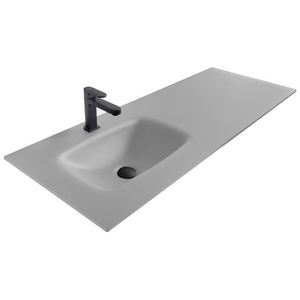 Wastafel 240 glas mat light grey 100.5x46cm 1x kom met kraangat (los besteld)