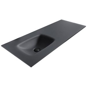 Wastafel 240 glas mat inox dark 100.5x46cm 1x kom zonder kraangat (los besteld)