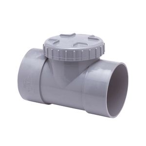 PVC lijm ontstoppingsstuk +schroefdeksel 110mm grijs mof/mof