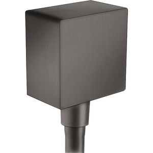 Muuraansluitbocht Fixfit Square met terugslagklep 26455340 brushed black chrome