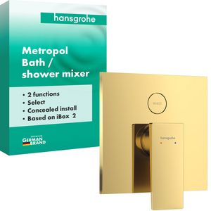 Metropol 1-hendel afbouwdeel inbouwbadmengkraan voor 2 functies Polished Gold Optic
