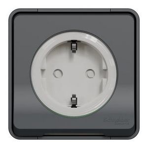 Wandcontactdoos Opbouw 1-voudig Klapdeksel Grijs / Antraciet Mureva Styl