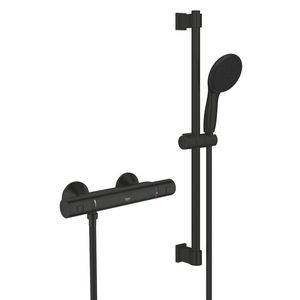 Precision Start doucheset / renovatieset 150mm matte black (mat zwart) incl. s-koppelingen