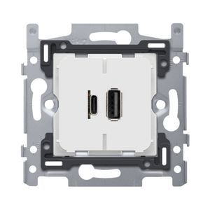Dubbele smart USB-A en USB-C lader sokkel 60x71 schroefbev.