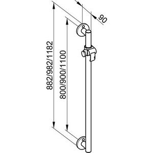 Douchestang 1100mm alu zilver