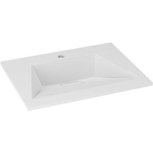 Meubelwastafel DESIGNO 60cm kunstmarmer mat wit 1x kraangat