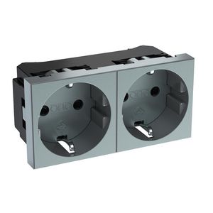 Socket 0gr. double protective cont. 90x45x42 Poly Eco mat al