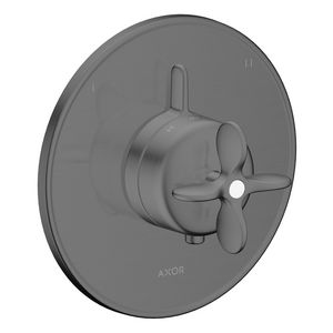AXOR Archivio afbouwdeel inbouwthermostaat voor 2 functies met kruisgrep en geïntegreerde zekerheidscombinatie volgens EN1717 Brushed Black Chrome