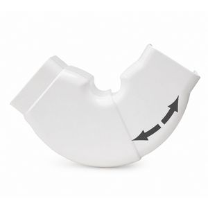 Beweegbare platte bocht 80x60mm (60°-120°) wit PVC RAL9010