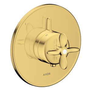 AXOR Archivio afbouwdeel inbouwthermostaat voor 1 functie met kruisgreep Polished Gold Optic