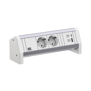 Desk 1 2x 230V RA + USB A/C charger 22W GST o.g. in/uit wit