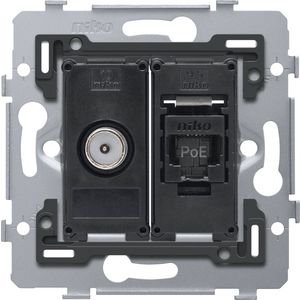 Combinatie coax met RJ45-aansl. UTP Cat. 6A PoE++ vlak