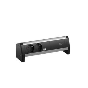Desk 1 2x230V + 1x USB C chrgr 60W GST o.g. in/uit zwart alu