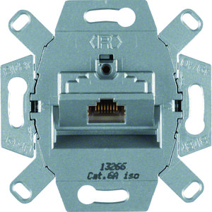RJ-datacontactdoos 1-voudig cat. 6A 45gr.-uitgang