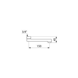 Uitloop onder vast L. 150 F3/4"