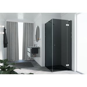 Draaideur NH -A/G tbv zijwand 100 links verst.970-990x2000mm glas grijs profielkleur chroom