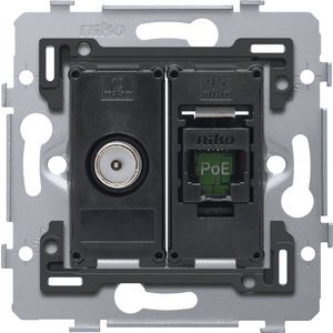 Combinatie coax met RJ45-aansl. UTP Cat. 6 PoE++ vlak