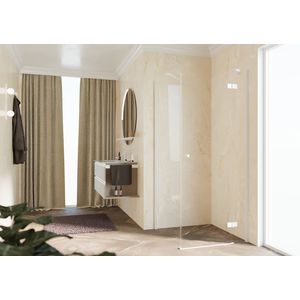 Draaideur NH -A/G tbv zijwand 100 links verst.970-990x2000mm helder glas profielkleur wit mat