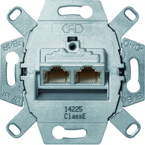 RJ-datacontactdoos 2-v cat.6 45gr.-uitgang