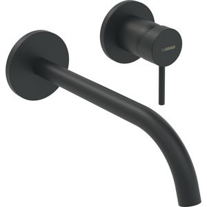 Wandafbouwset HANSAPUBLIC wandmengkraan vaste uitloop, inkortbare sprong 235-300mm Ø19mm mat zwart