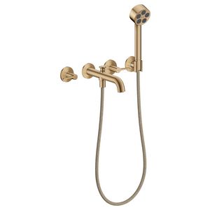 3-gats inbouw badkraan handdouche rechte grepen AXOR One Brushed Bronze