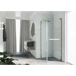 Zijwand voor bad en douche N180 type FG 100 bereik 980-995x2000mm helder glas brushed inox