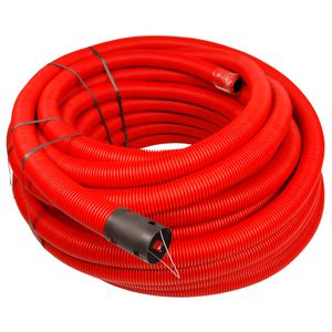 Rol a 50mtr. PE kabelbeschermbuis/ mantelbuis 125mm (107mm inw.) rood incl. mof + trekdraad