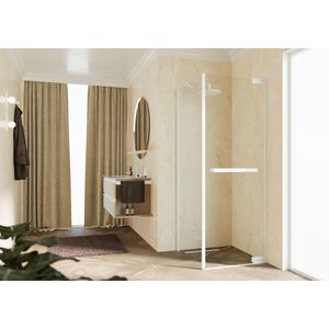 Zijwand voor bad en douche N180 type FG 100 bereik 980-995x2000mm helder glas wit mat
